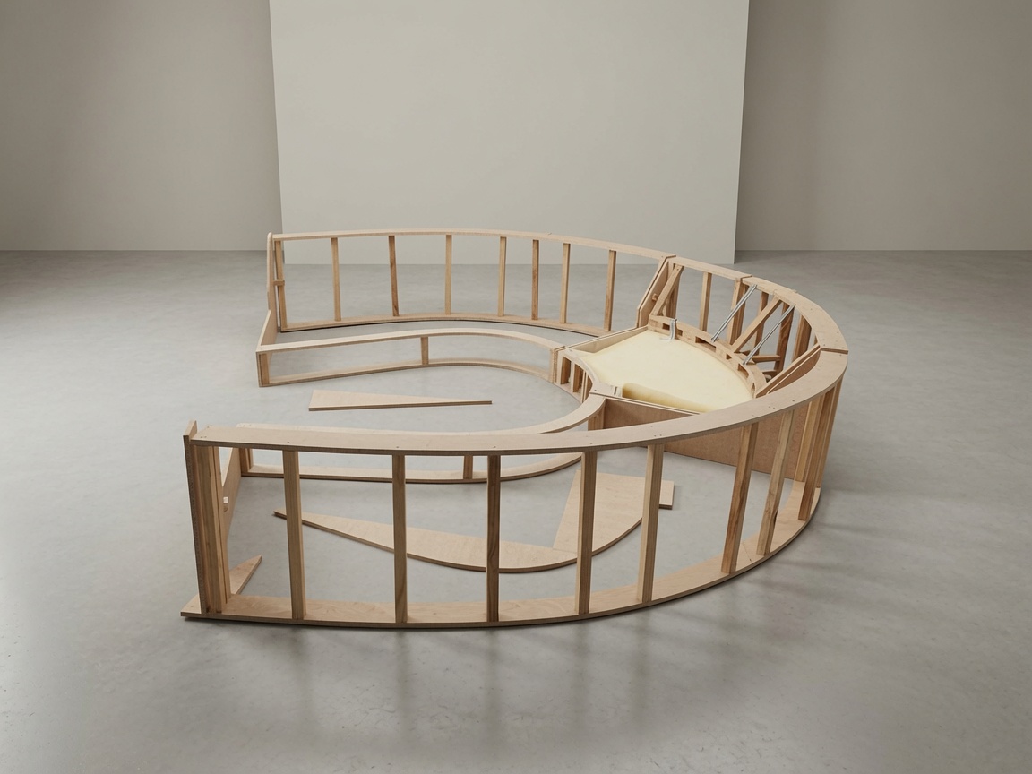 Curved bench frame, build stage