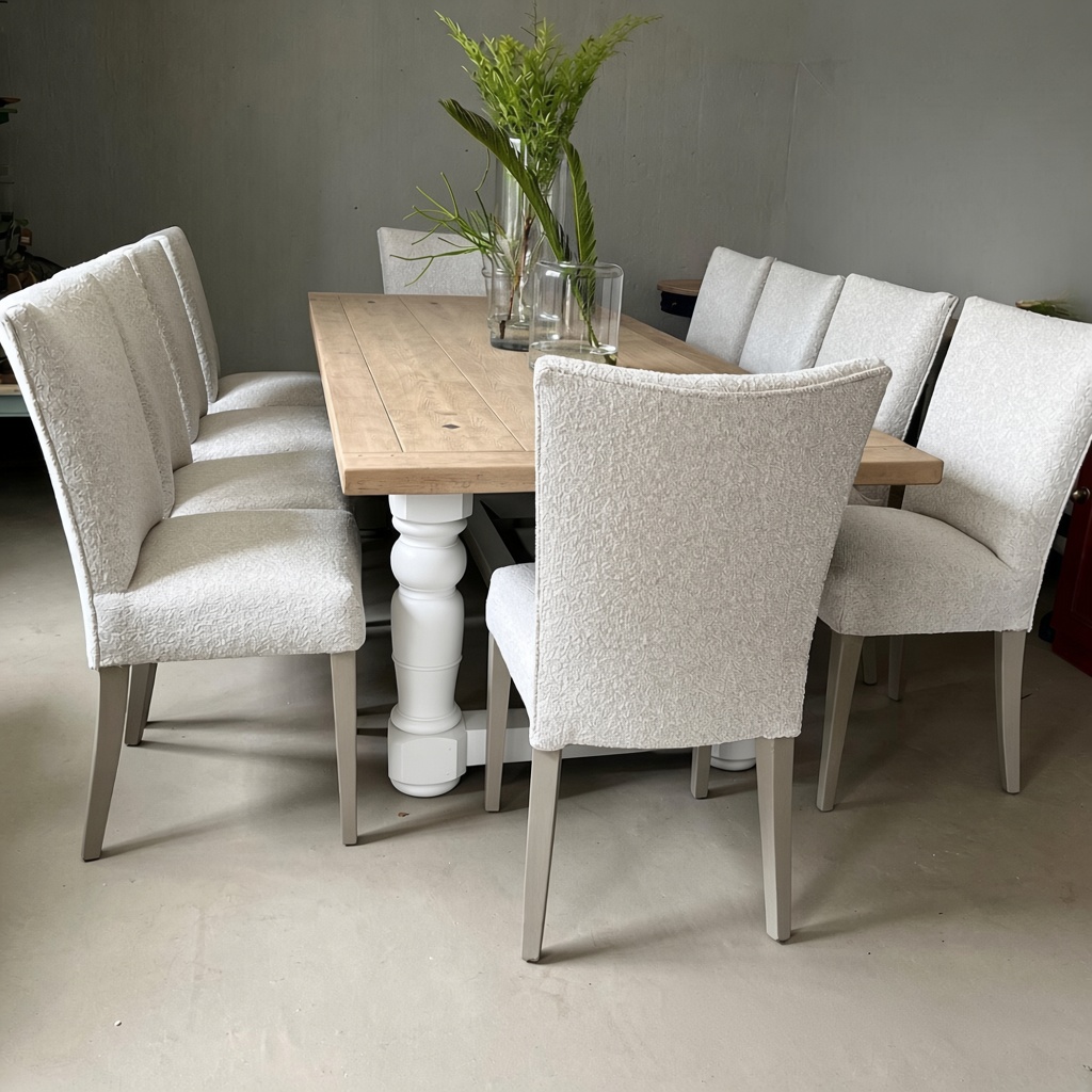 Bouclé dining chair set