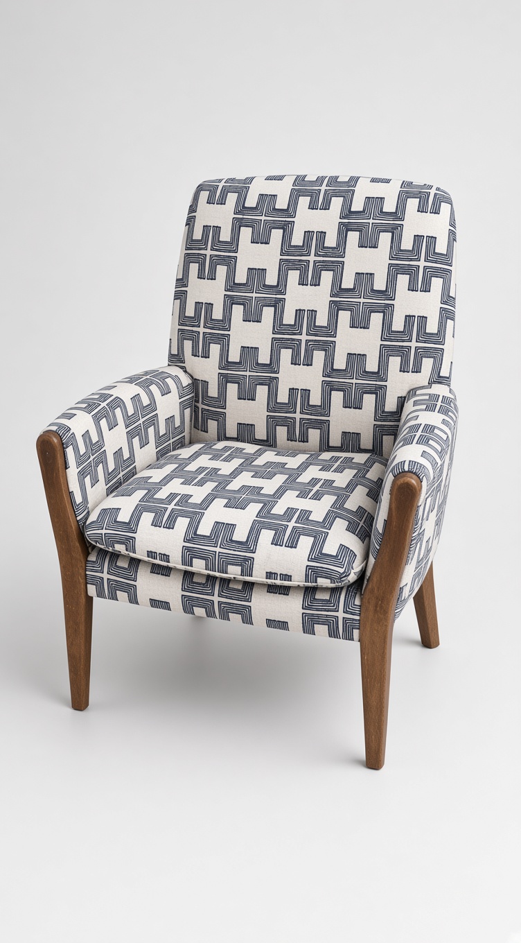 Navy geometric occasional chair