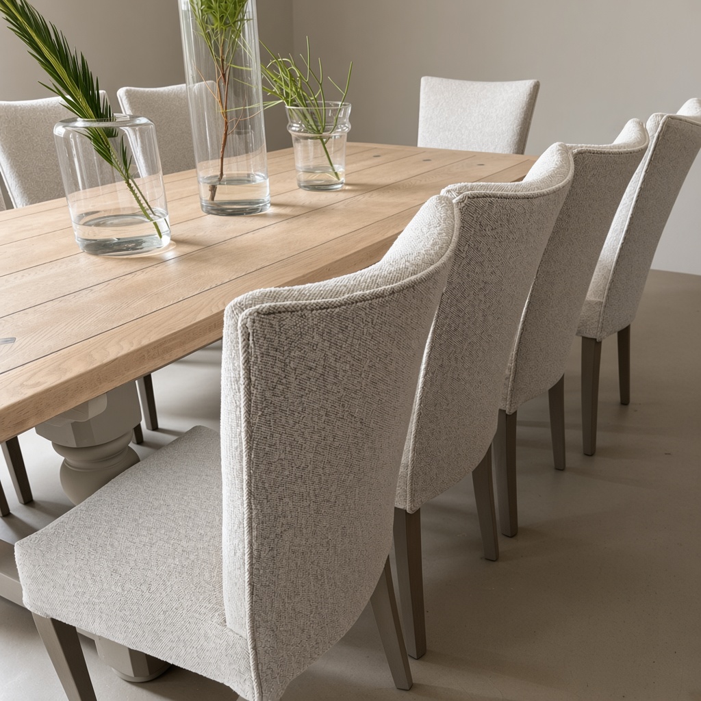 Cream textured dining chairs