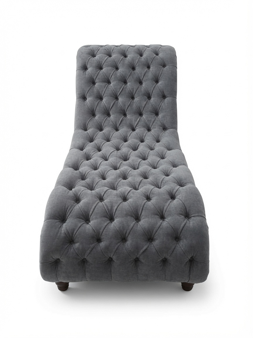 Grey tufted chaise lounge